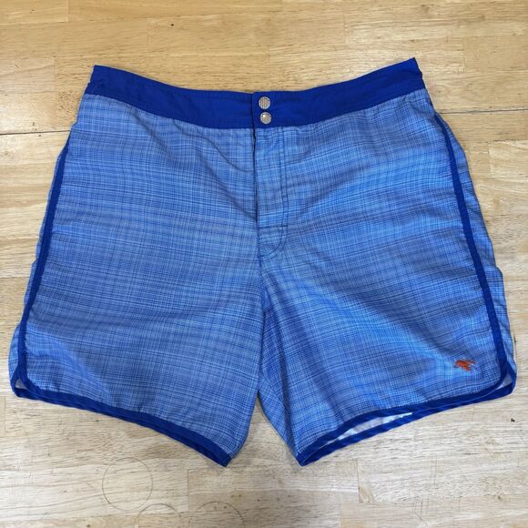 Ted Baker Blue Swim Trunk Shorts Micro Check Men's 5 XL Lined 6.5” Snap Buttons - Picture 2 of 13